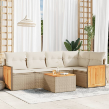6 részes bézs polyrattan kerti ülőgarnitúra párnával kerti bútor