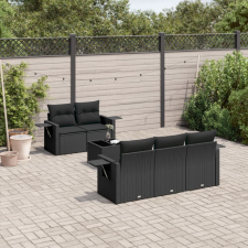  6 részes fekete polyrattan kerti ülőgarnitúra párnákkal kerti bútor