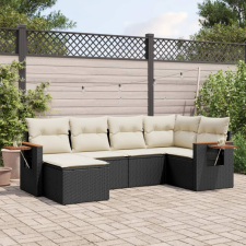  6 részes fekete polyrattan kerti ülőgarnitúra párnákkal kerti bútor
