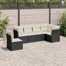 6 részes fekete polyrattan kerti ülőgarnitúra párnákkal kerti bútor