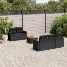 6 részes fekete polyrattan kerti ülőgarnitúra párnákkal kerti bútor
