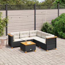  6 részes fekete polyrattan kerti ülőgarnitúra párnákkal kerti bútor