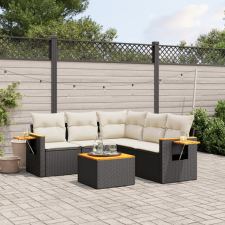  6 részes fekete polyrattan kerti ülőgarnitúra párnákkal kerti bútor