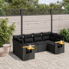 6 részes fekete polyrattan kerti ülőgarnitúra párnákkal kerti bútor