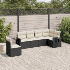 6 részes fekete polyrattan kerti ülőgarnitúra párnákkal kerti bútor