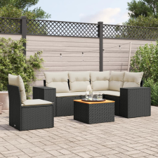 6 részes fekete polyrattan kerti ülőgarnitúra párnákkal kerti bútor