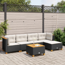  6 részes fekete polyrattan kerti ülőgarnitúra párnákkal kerti bútor