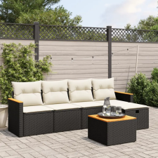  6 részes fekete polyrattan kerti ülőgarnitúra párnákkal kerti bútor