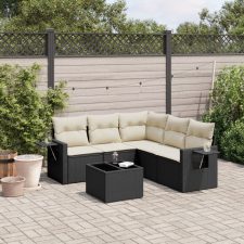 6 részes fekete polyrattan kerti ülőgarnitúra párnákkal kerti bútor