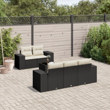  6 részes fekete polyrattan kerti ülőgarnitúra párnákkal kerti bútor