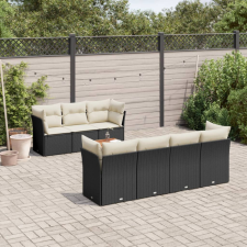 6 részes fekete polyrattan kerti ülőgarnitúra párnákkal kerti bútor