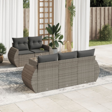 6 részes szürke polyrattan kerti ülőgarnitúra párnákkal kerti bútor