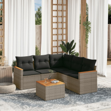 6 részes szürke polyrattan kerti ülőgarnitúra párnákkal kerti bútor
