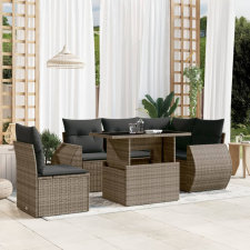 6 részes szürke polyrattan kerti ülőgarnitúra párnákkal kerti bútor