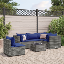  6 részes szürke polyrattan kerti ülőgarnitúra párnákkal kerti bútor