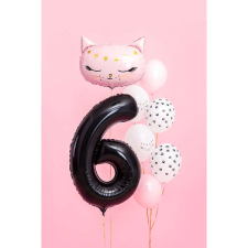 6. szám, fólia lufi, 86 cm, fekete party kellék