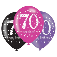  70 éves Happy Birthday  léggömb lufi 6 db-os party kellék