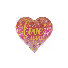  76 cm-es szíves hologrammos Love feliratú fólia lufi party kellék