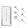  7 Darabos Fehér Színű Orvosi Acél Piercing Szett Cirkónia Kővel, 4-2 mm