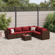  7 részes barna polyrattan kerti ülőgarnitúra párnákkal kerti bútor