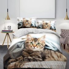  7 részes cicás ágyneműhuzat szett - Zöld szemű szürke cirmos cica lakástextília