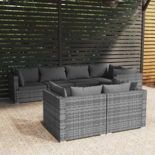 7 részes szürke polyrattan kerti ülőgarnitúra párnákkal kerti bútor