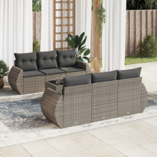 7 részes szürke polyrattan kerti ülőgarnitúra párnákkal kerti bútor