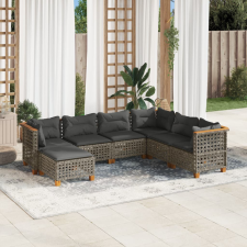 7 részes szürke polyrattan kerti ülőgarnitúra párnákkal kerti bútor