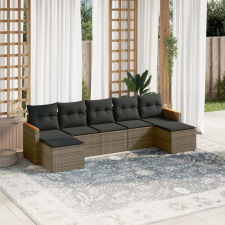 7 részes szürke polyrattan kerti ülőgarnitúra párnákkal kerti bútor