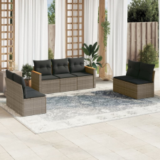 7 részes szürke polyrattan kerti ülőgarnitúra párnákkal kerti bútor