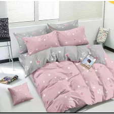  7 részes Szürke/ Rózsaszín csillagos Ágyneműhuzat-Gombos kivitel lakástextília