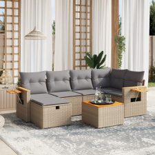 7 részes vegyes bézs polyrattan kerti ülőgarnitúra párnákkal kerti bútor