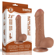 7'' Sliding Skin Dual Layer Dong Brown műpénisz, dildó