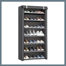  7 szintes cipőtároló szekrény lehajtható takaróval – szürke JY638049-2 bútor