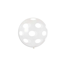 80 cm-es fehér pöttyös crystal gumi léggömb party kellék