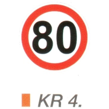  80 km sebességkorlátozás KR4. információs tábla, állvány