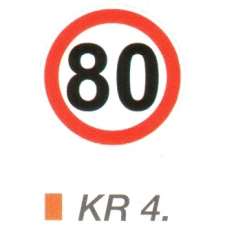 80 km sebességkorlátozás KR4. információs tábla, állvány