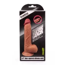  8.5'' Dual-layered Silicone Dildo Brown -barna dildó műpénisz, dildó