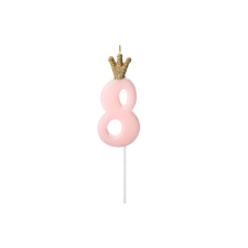 8-as számú születésnapi gyertya, világos rózsaszín, 9,5 cm party kellék