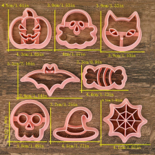 8 darabos Halloween Süteményszaggató és Kiszúró Készlet sütéshez konyhai eszköz