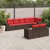  8 db barna polyrattan kerti kanapégarnitúra párnákkal