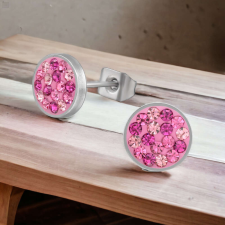  8 MM KÖR FUCHSIA KRISTÁLLYAL - ACÉL STIFT FÜLBEVALÓ fülbevaló