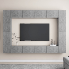 8 részes betonszürke forgácslap TV-szekrényszett bútor