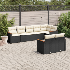 8 részes fekete polyrattan kerti ülőgarnitúra párnákkal kerti bútor