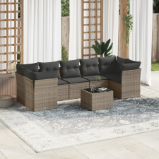 8 részes szürke polyrattan kerti ülőgarnitúra párnákkal kerti bútor