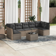 8 részes szürke polyrattan kerti ülőgarnitúra párnákkal kerti bútor