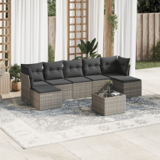 8 részes szürke polyrattan kerti ülőgarnitúra párnákkal kerti bútor