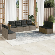 8-részes szürke polyrattan kerti ülőgarnitúra párnákkal kerti bútor