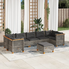  8 részes szürke polyrattan kerti ülőgarnitúra párnákkal kerti bútor