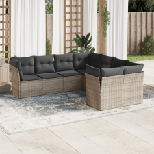 8-részes szürke polyrattan kerti ülőgarnitúra párnákkal kerti bútor